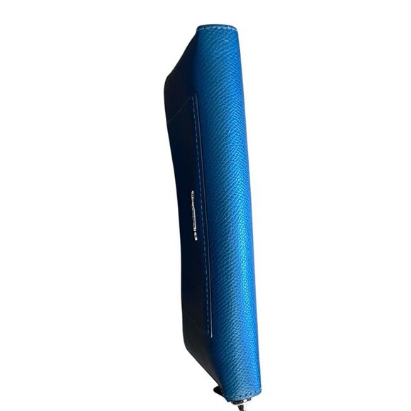 Coach Blue zip around leather Wallet with Signature Logo - Picture 4 of 5